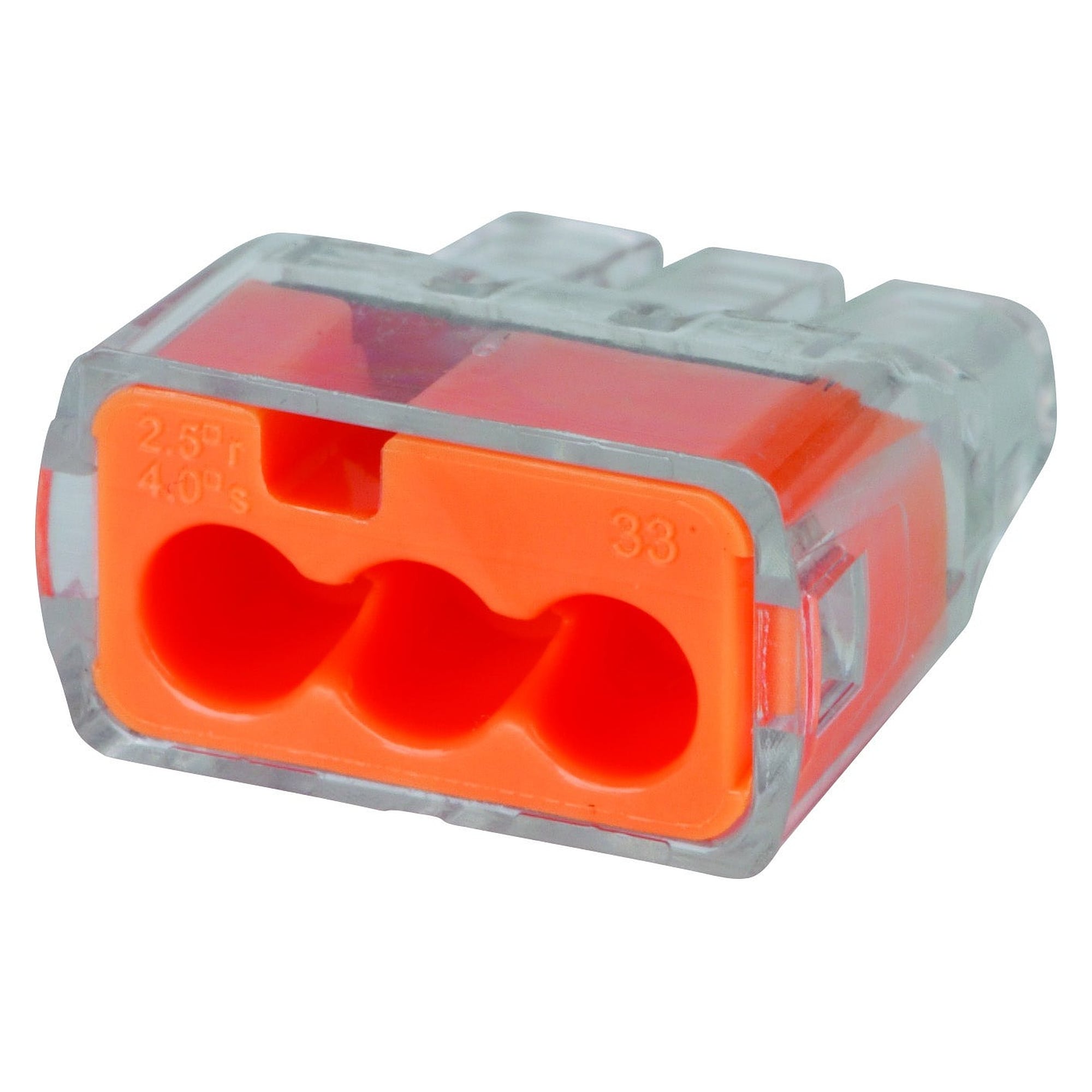 Steckklemme Push-In, 3 Leiter, 0,75-4 mm², 32 A, Orange, Packung 100 Stück - IDEAL 30-1033