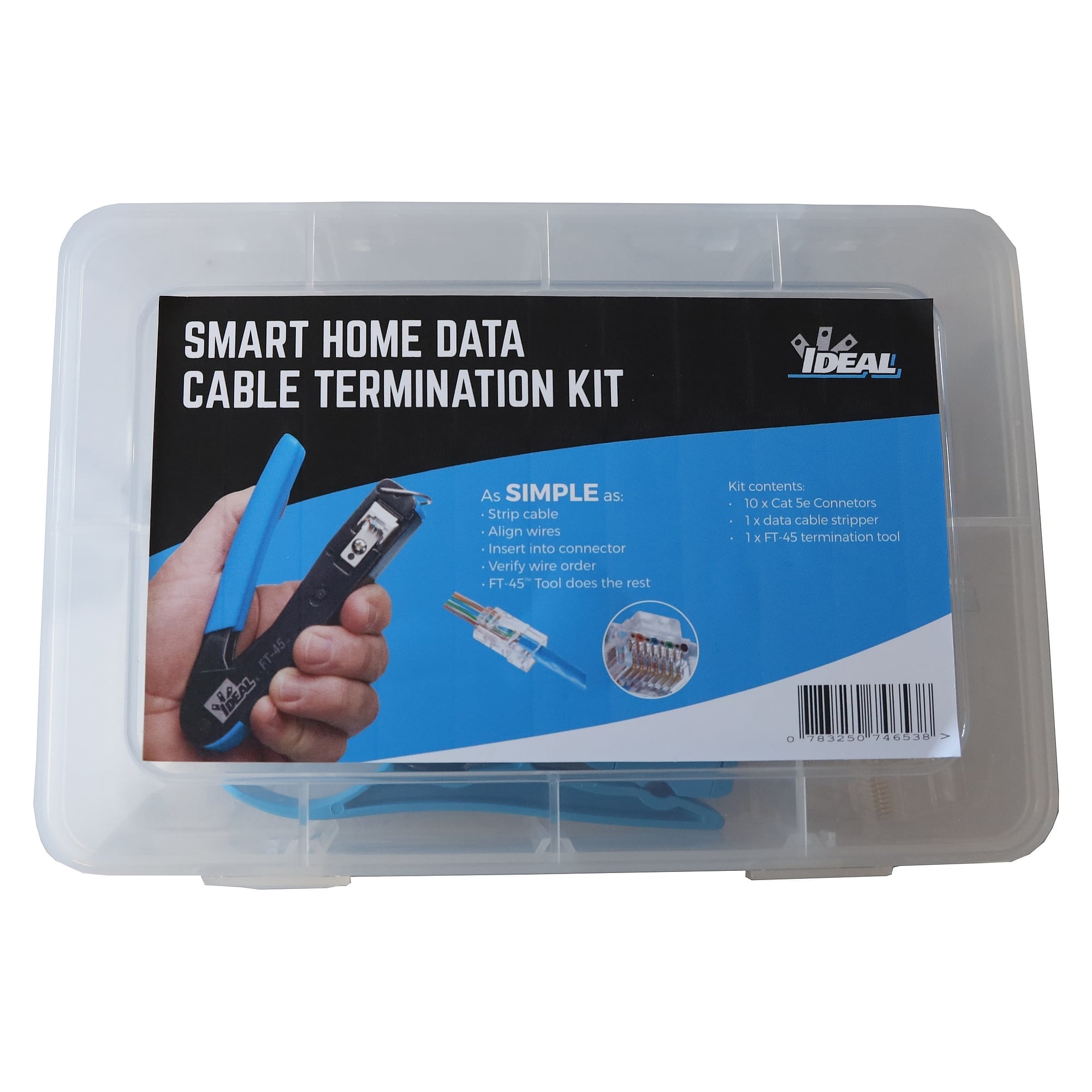 FT-45 smart home kit, crimp tool and 10 Cat5e RJ-45 plugs - IDEAL 30-5016EU