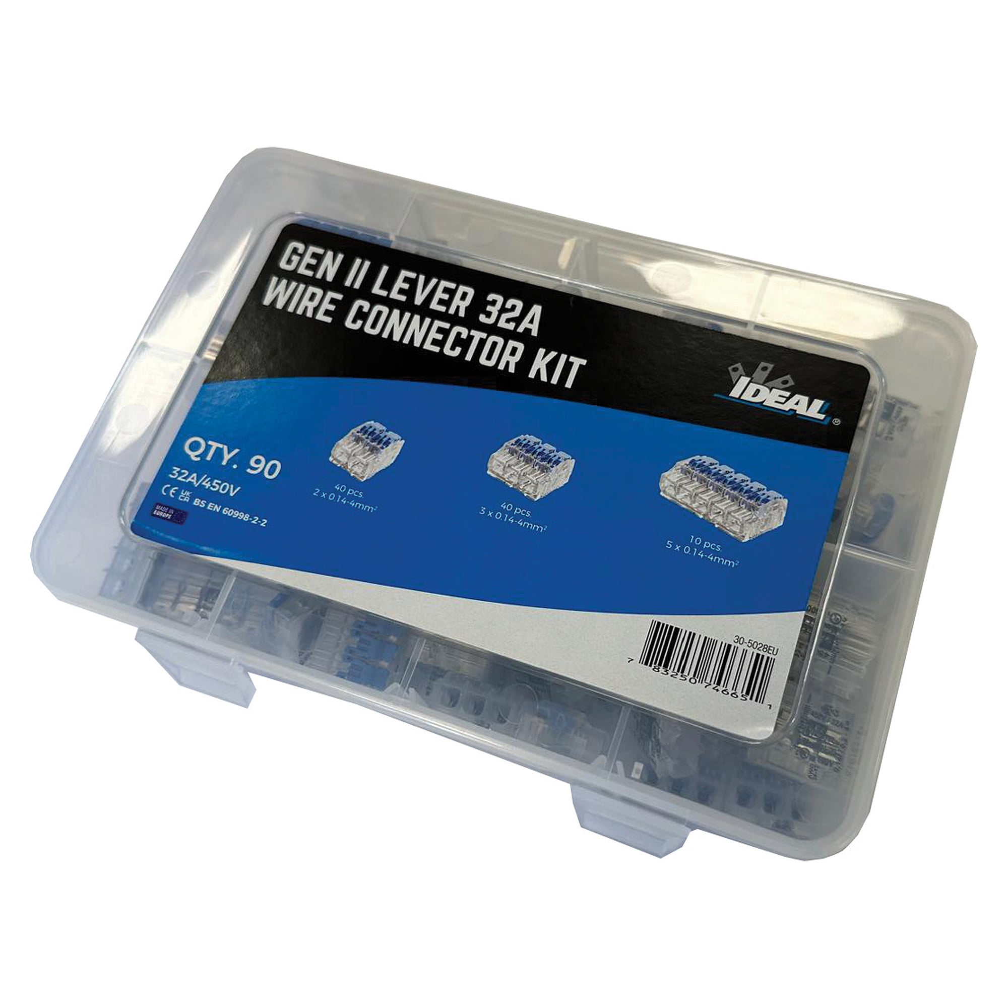 Hebelklemmen-Sortiment Lever 4 mm², 90 Stück, 2/3/5 Leiter, 0,14-4 mm² - IDEAL 30-5028EU