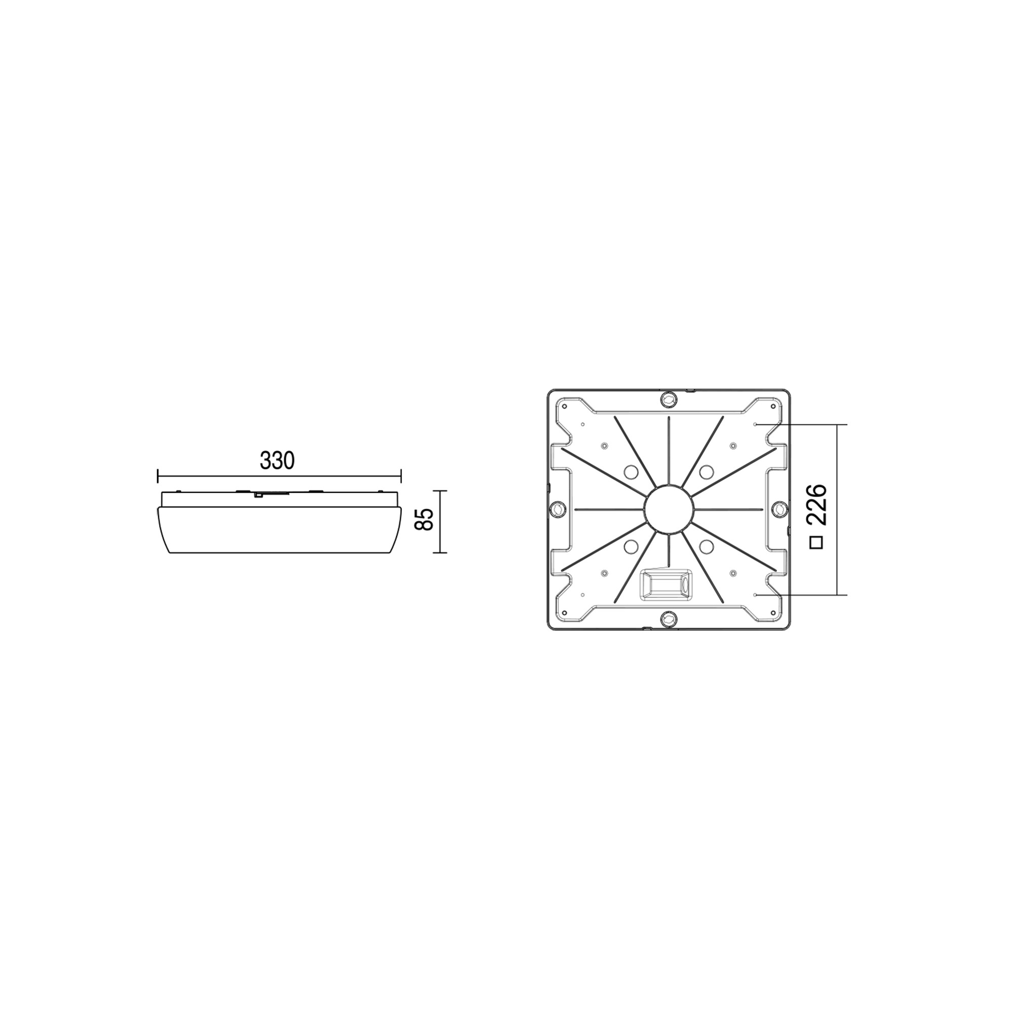 Glamox iG200-330x330 luminaire LED, 1500 lm, 4000 K, à gradation DALI