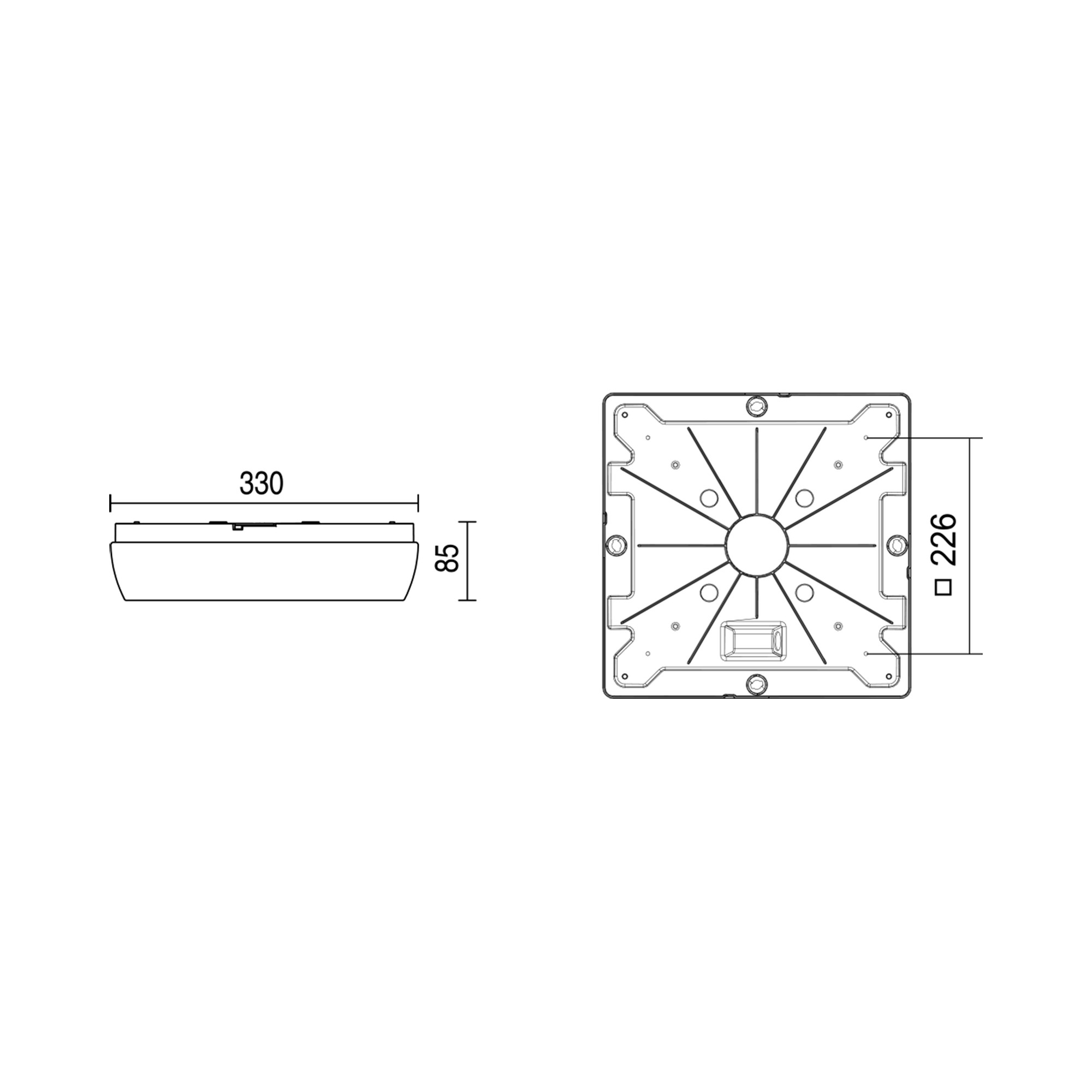 Glamox iG200-330x330 luminaire LED, 1990 lm, 4000 K, commutable