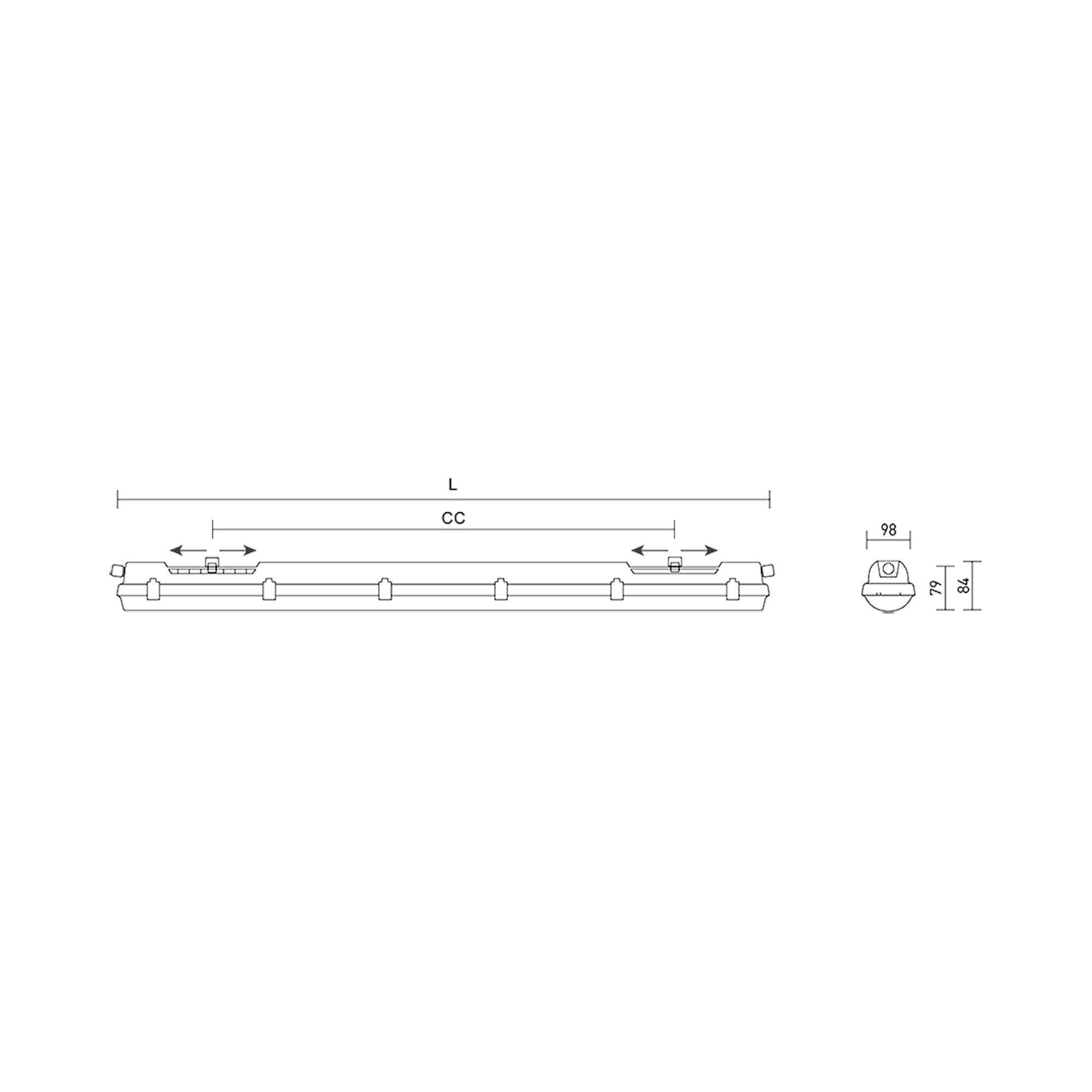 Glamox iG69-1455 LED luminaire, 7200 lm, 4000 K, switchable