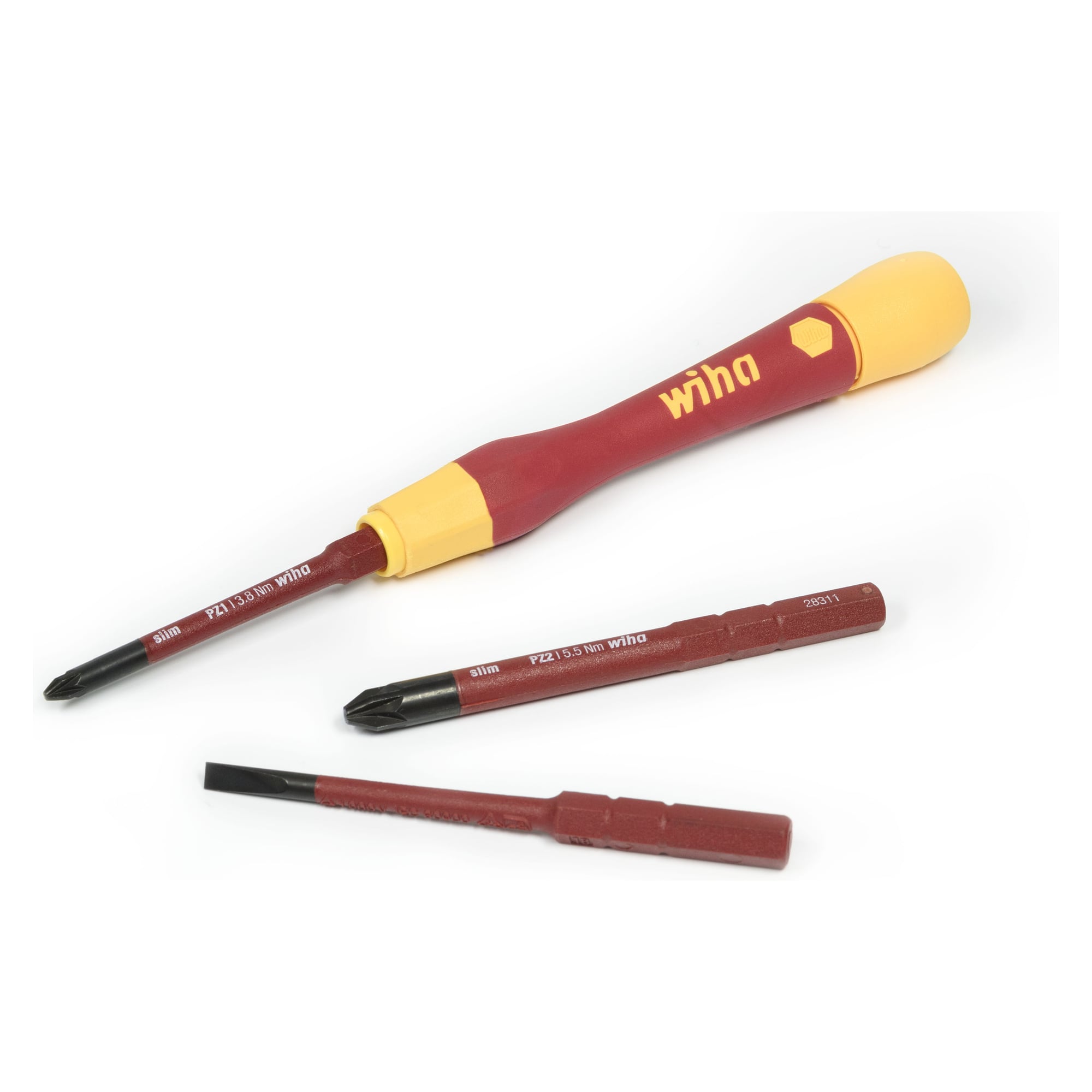 Feinschraubendreher-Set PicoFinish slimVario electric Schlitz, Phillips, Pozidriv 4-tlg. - Wiha 43167