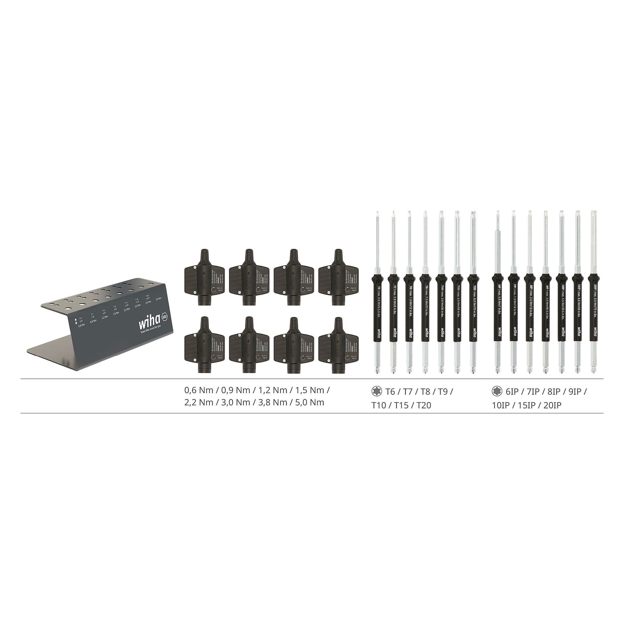 easyTorque Key Set Torx, TorxPlus 23-tlg. im Werkbankständer fest voreingestellt - Wiha 47198