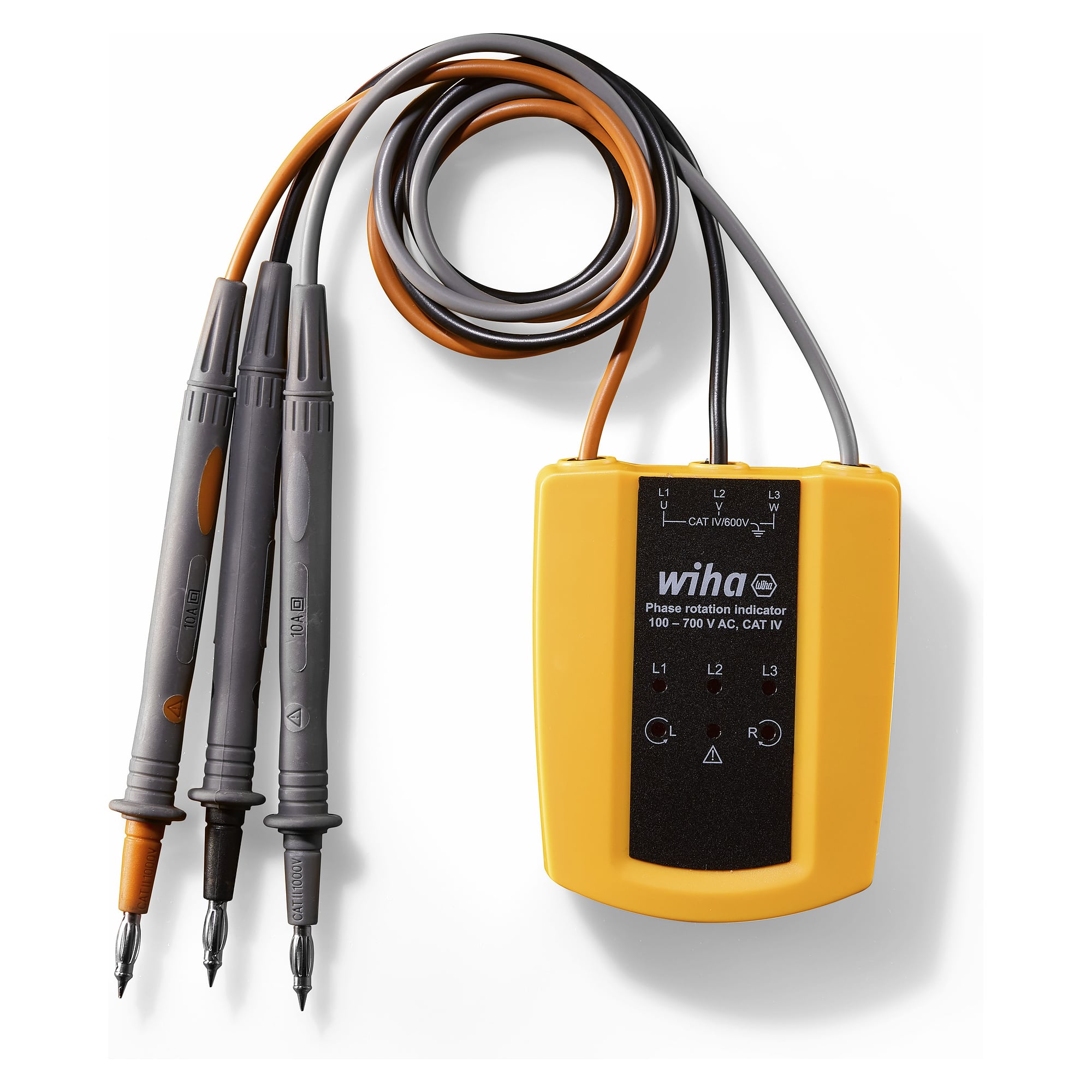 Drehfeldrichtungsanzeiger 100-700 V AC, CAT IV, Phasenanzeige, ohne Batterie - Wiha 45221