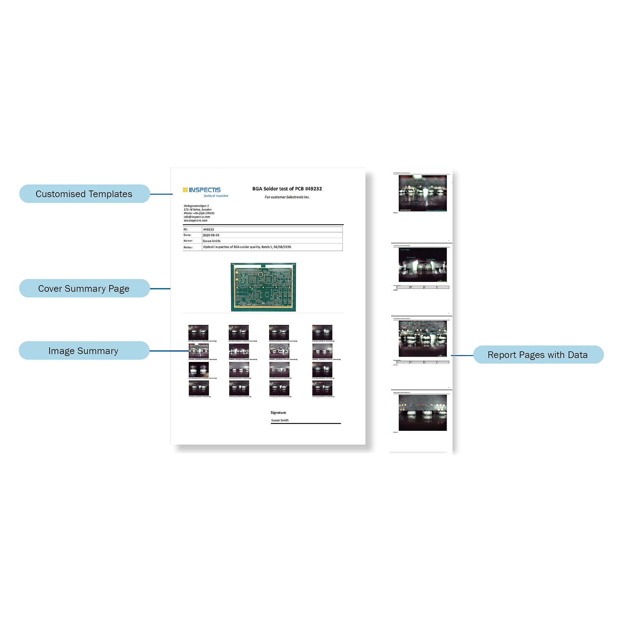 Logiciel d'inspection BGA ProX vue latérale et de dessus - Inspectis DM-026