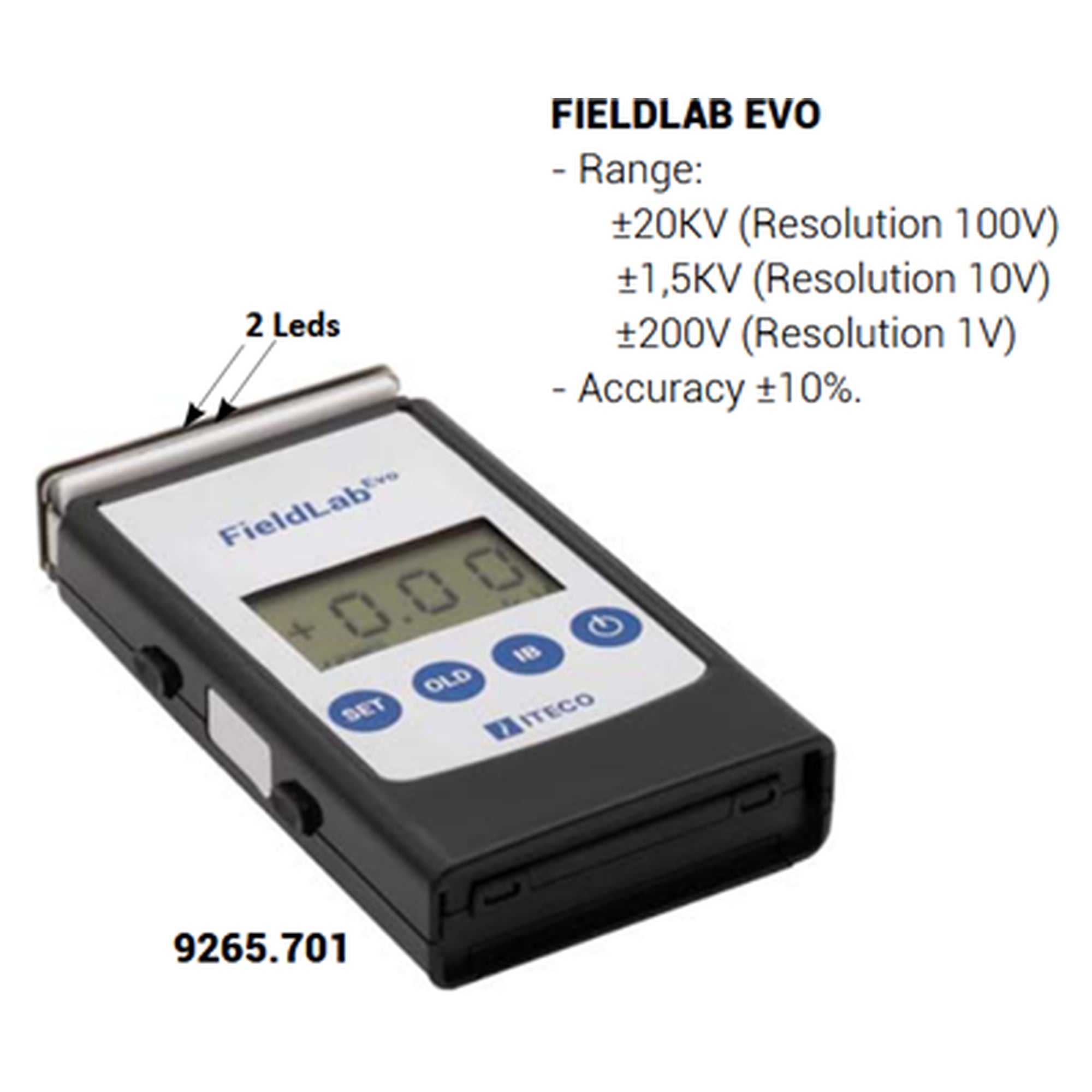 FieldLab EVO Feldmessgerät bis 20 kV mit Ionenbilanz-Modus und 9-V-Batterie - Iteco 9265700