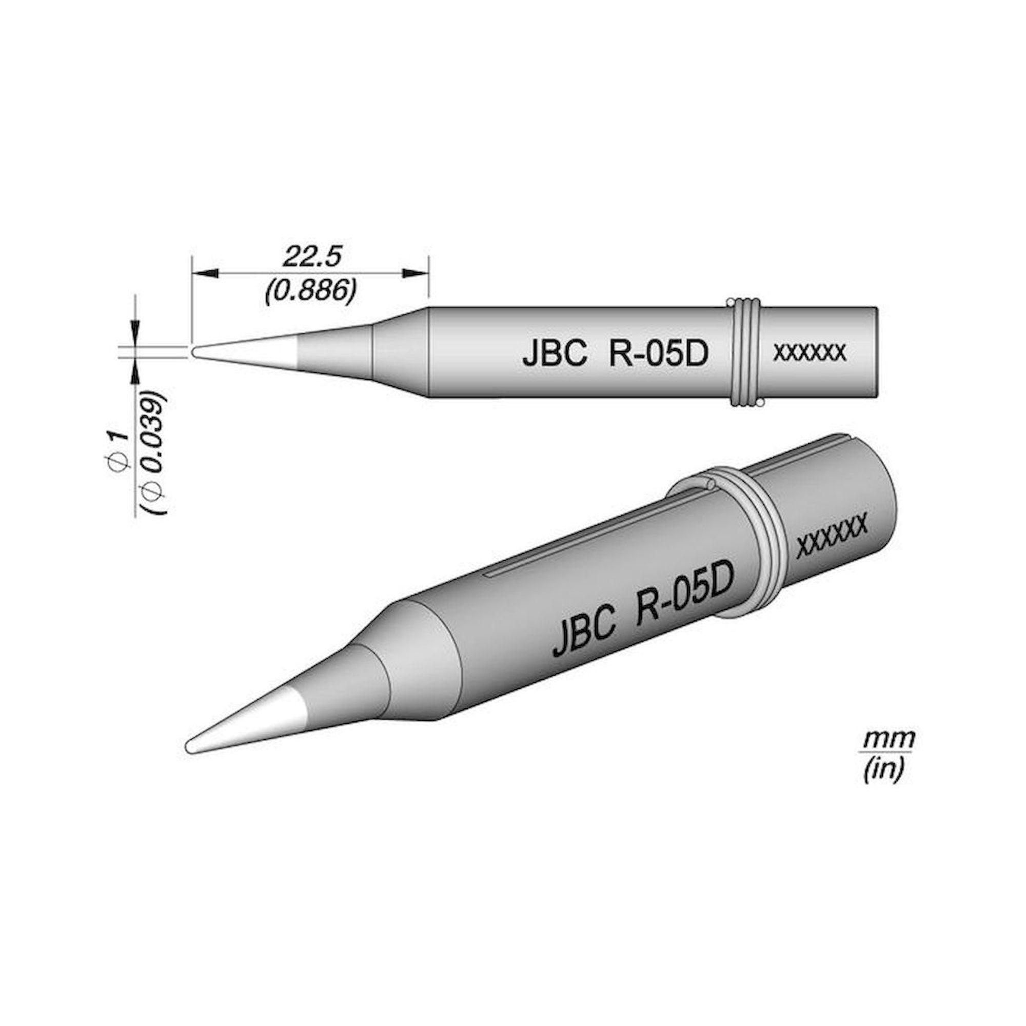 JBC 390401. Soldering tip R-05D for 30ST, straight, pointed, 0390401