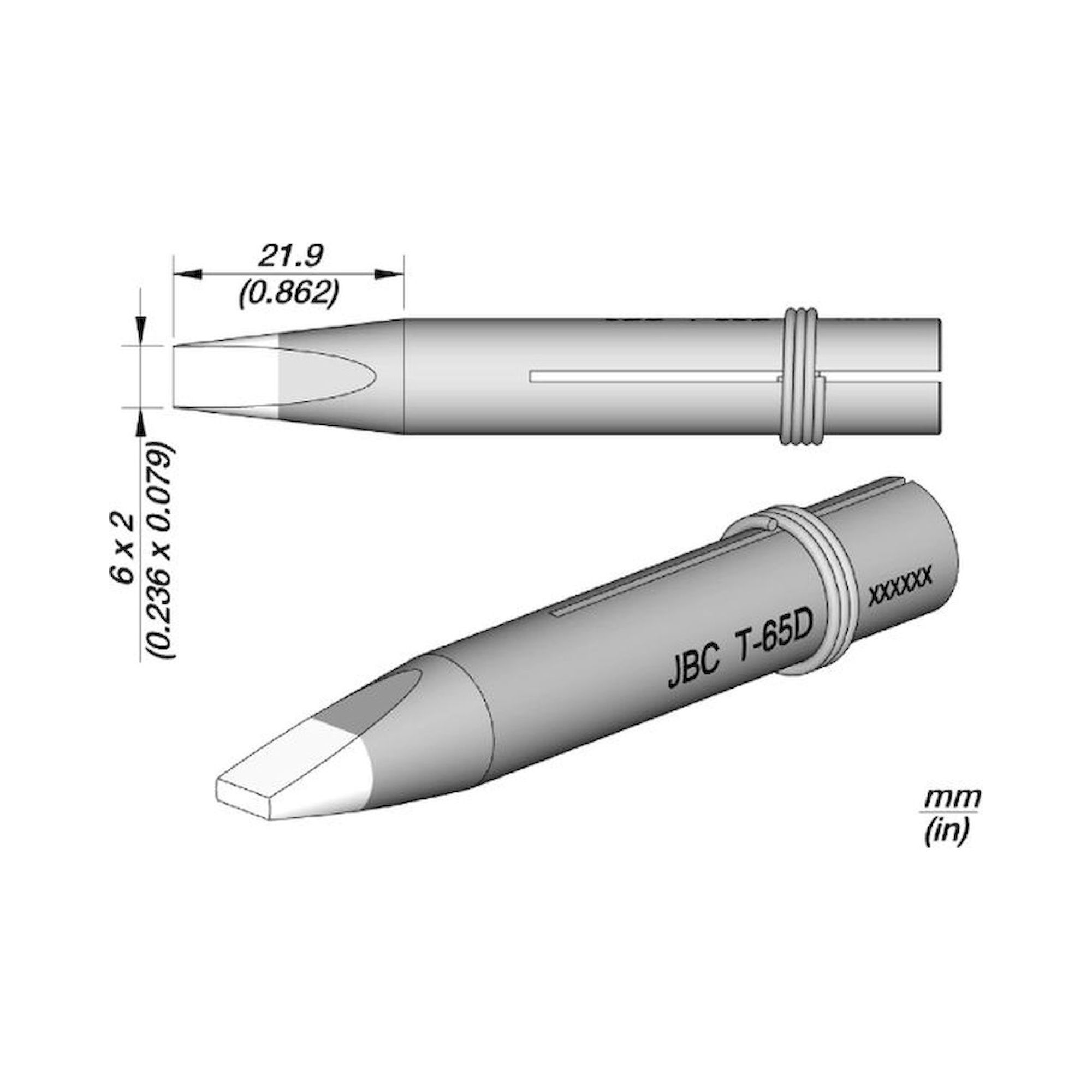 JBC 650408. T-65D soldering tip for 65ST soldering iron