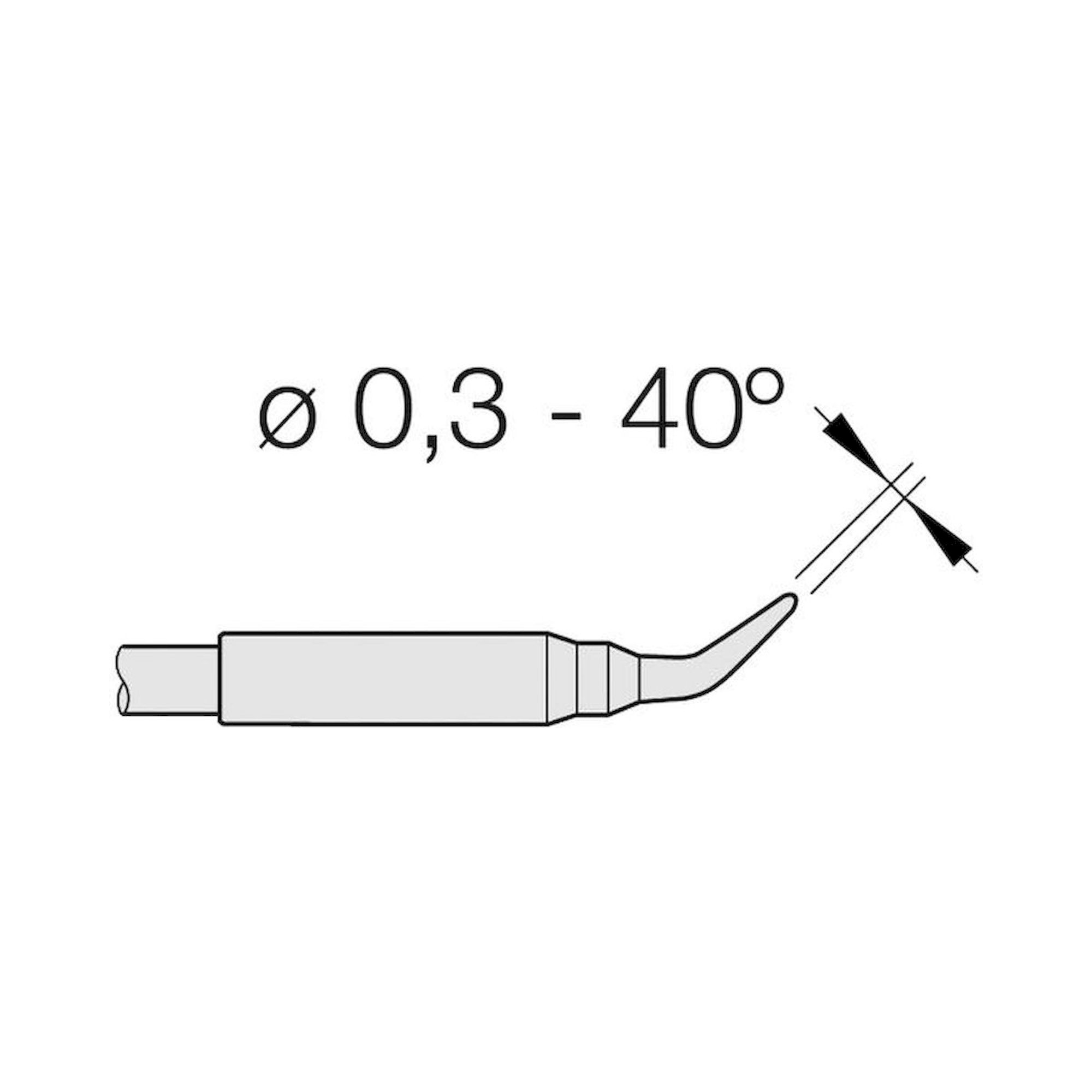 JBC C105105. Lötspitze konisch gebogen, D: 0,3 mm, C105105