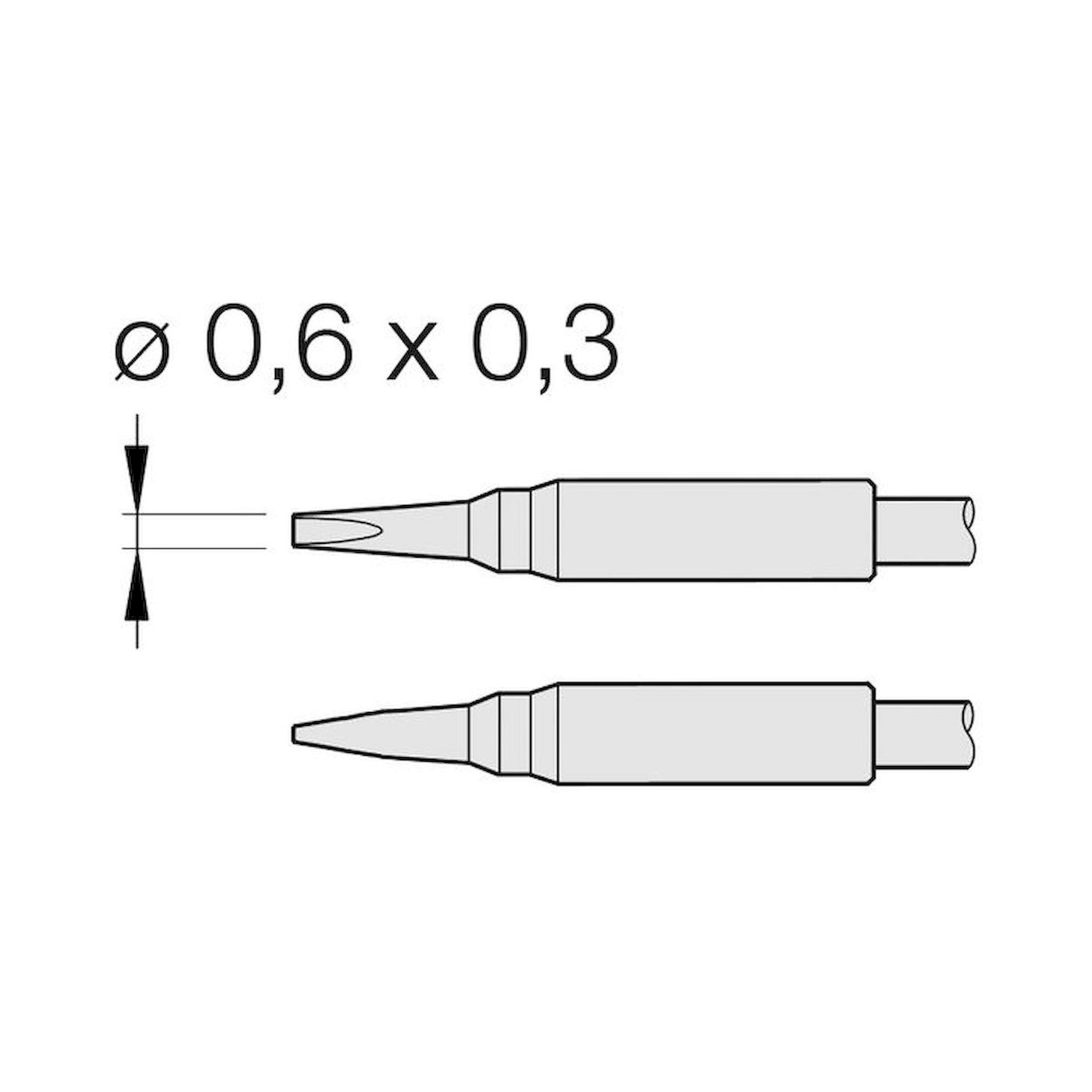 JBC C105108. Lötspitze meißelförmig, gerade, 0,6x0,3 mm, C105108