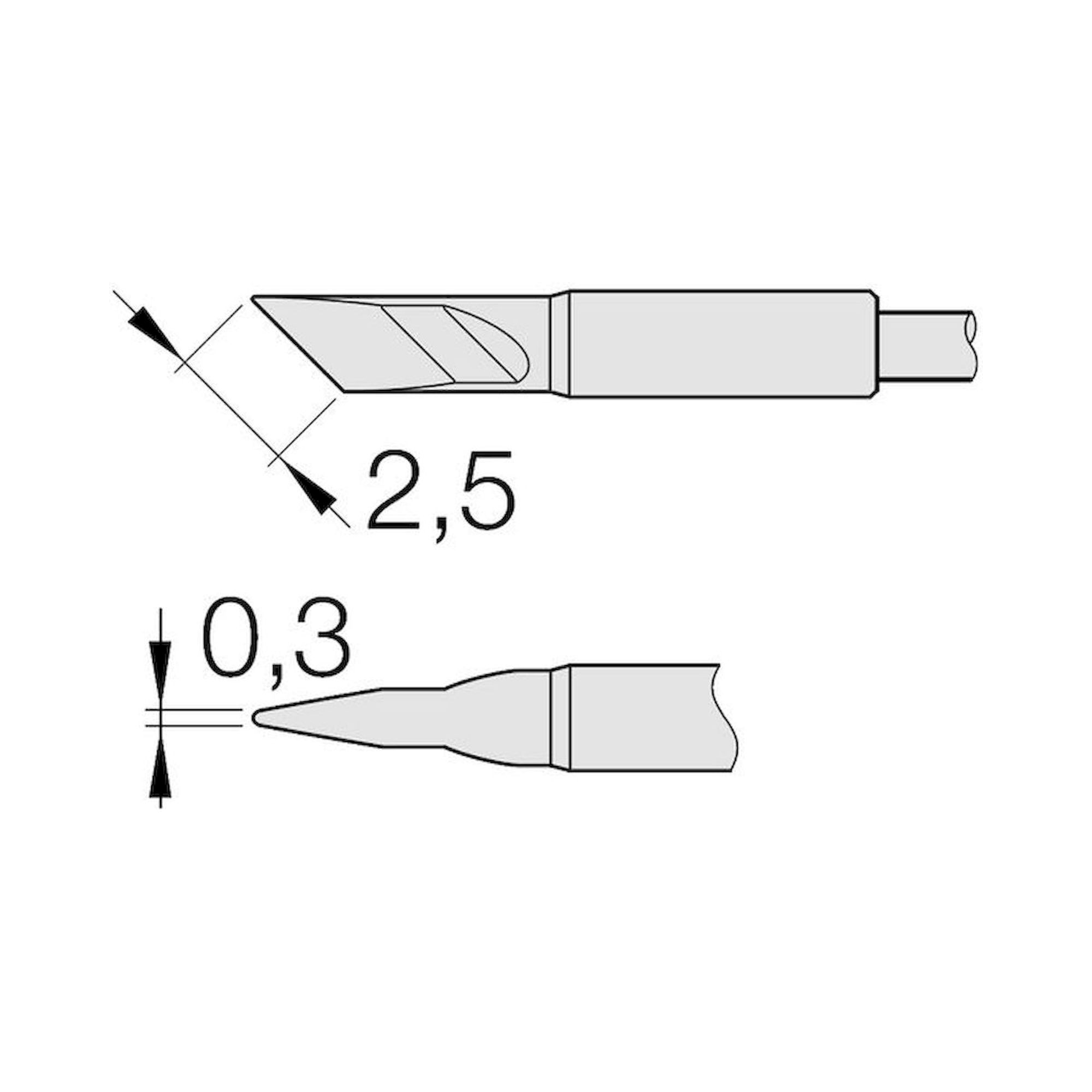 JBC C105112. Knife-shaped soldering tip, 2.5x0.3 mm, C105112