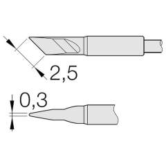 JBC C105112. Knife-shaped soldering tip, 2.5x0.3 mm, C105112