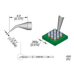 JBC C105124. Soldering tip conical bent, D: 0,1 mm, C105124