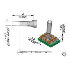 JBC C105125. Soldering tip chisel-shaped, straight, 1x0.2 mm, C105125