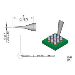 JBC C105126. Soldering tip conical, D: 0.1 mm, straight, C105126