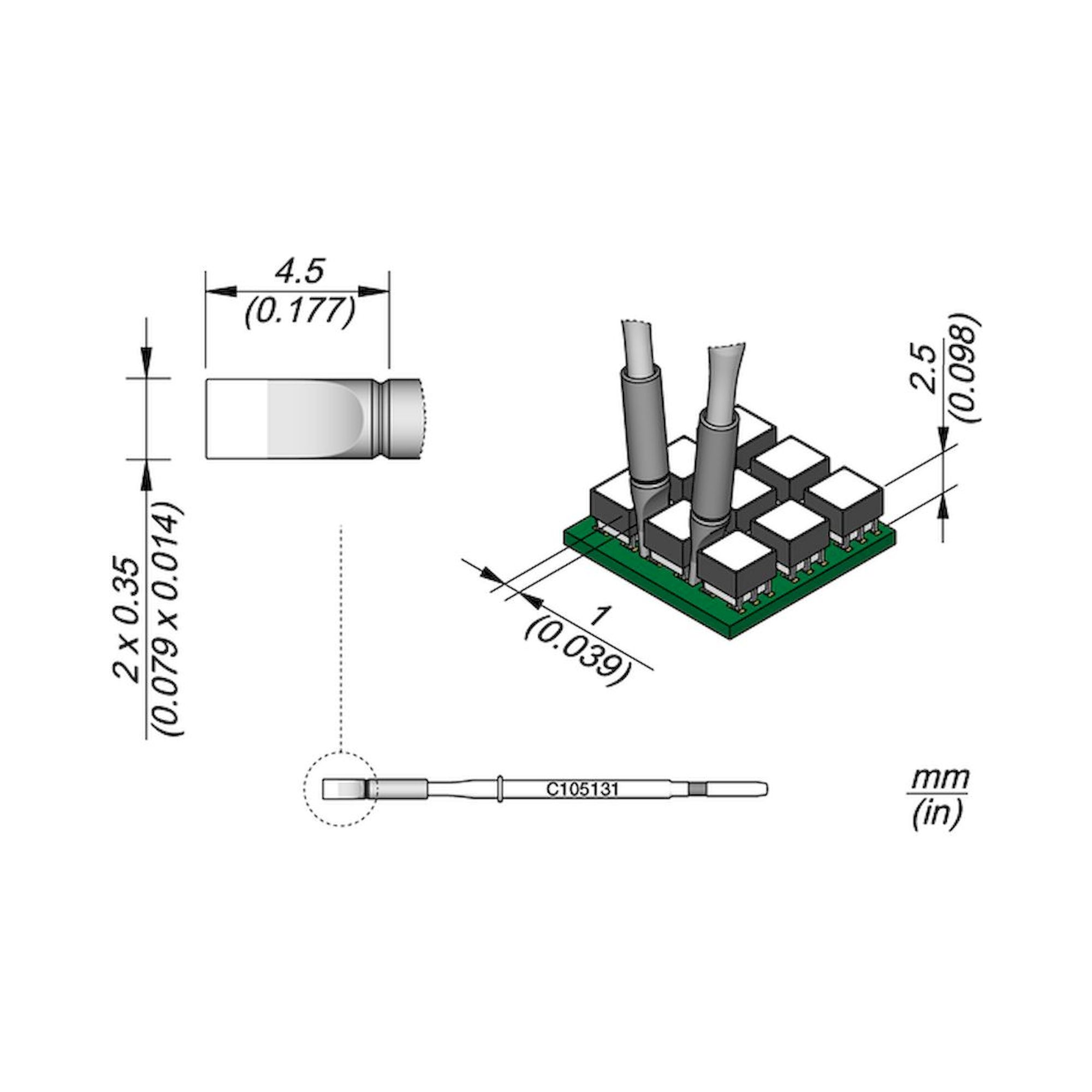 JBC C105131. Lötspitze C105131, Meißel, 2x 0,35 mm