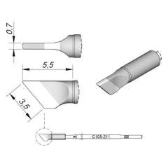 JBC C105211. Blade-shaped soldering tip, 3.5x0.7 mm, C105211