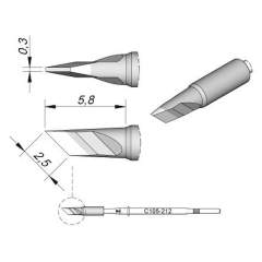 JBC C105212. Soldering tip bevelled, 2.5x0.3 mm, C105212