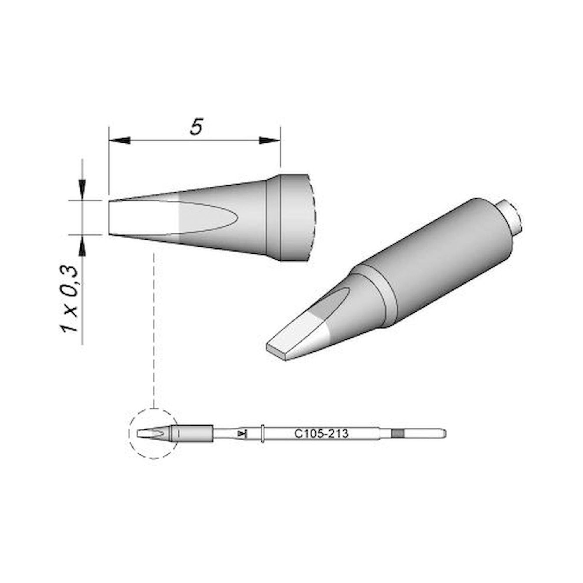 JBC C105213. Lötspitze meißelförmig, gerade, 1x0,3 mm, C105213