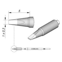 JBC C105213. Soldering tip chisel-shaped, straight, 1x0.3 mm, C105213