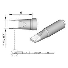 JBC C105214. Soldering tip chisel-shaped, straight, 1.8x0.5 mm, C105214