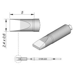 JBC C105223. Soldering tip chisel-shaped, straight, 2.4x0.6 mm, C105223