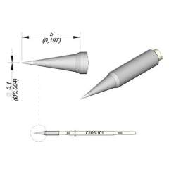 JBC C115101. Soldering tip conical, D: 0.1 mm, C115101