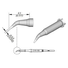 JBC C115105. Soldering tip conically curved, D: 0.3 mm