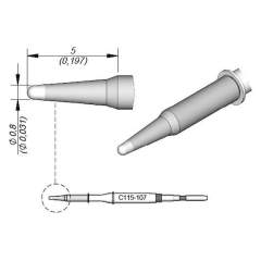 JBC C115107. Soldering tip conical, D: 0.8 mm, C115107