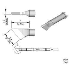 JBC C115111. Blade-shaped soldering tip, B: 3.8 mm, C115111