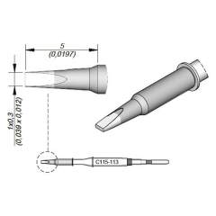 JBC C115113. Chisel-shaped soldering tip, 1x0.3 mm, C115113