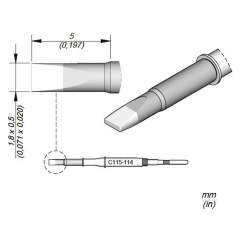 JBC C115114. Chisel-shaped soldering tip, 1.8x0.5 mm, C115114