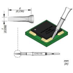 JBC C115115. Chisel-shaped soldering tip, 6x1 mm, C115115