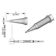 JBC C115116. Chisel-shaped soldering tip, 0.2x0.1 mm, C115116