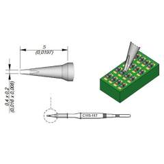 JBC C115117. Chisel-shaped soldering tip, 0.4x0.2 mm, C115117