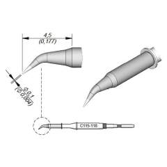 JBC C115118. Soldering tip conical bent, D: 0.1 mm, C115118