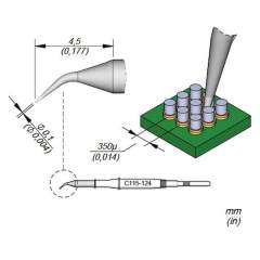 JBC C115124. Soldering tip conical bent, D: 0.1 mm, C115124