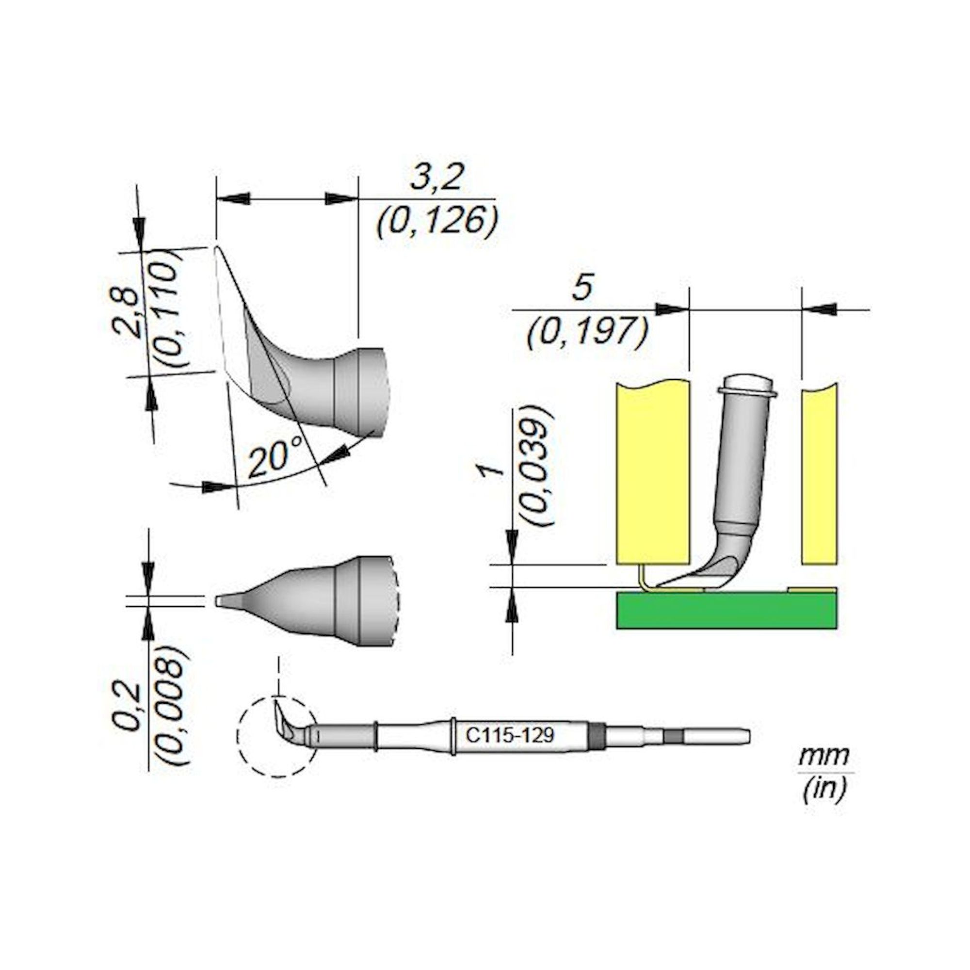JBC C115129. Knife-shaped soldering tip, B: 2.8 mm, C115129