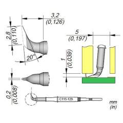 JBC C115129. Knife-shaped soldering tip, B: 2.8 mm, C115129