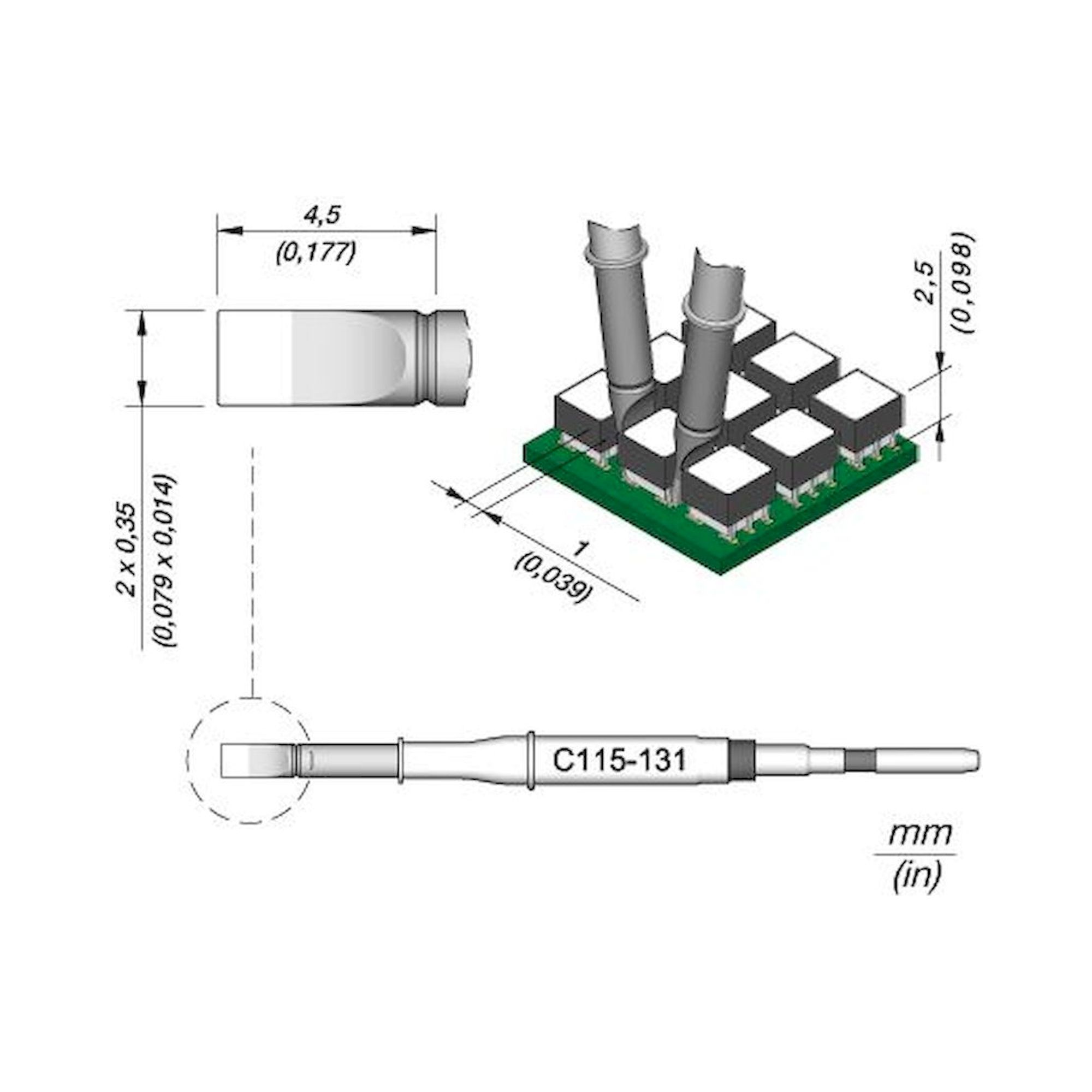 JBC C115131. Soldering tip chisel-shaped 2x0.35 mm