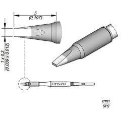 JBC C115213. Chisel-shaped soldering tip, 1x0.3 mm, C115213
