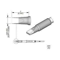 JBC C115214. Lötspitze meißelförmig, 1,8x0,5 mm, C115214