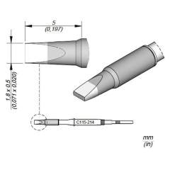 JBC C115214. Chisel-shaped soldering tip, 1.8x0.5 mm, C115214