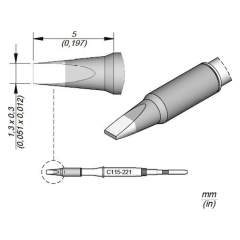 JBC C115221. Chisel-shaped soldering tip, 1.3x0.3 mm, C115221