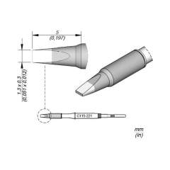 JBC C115221. Lötspitze meißelförmig, 1,3x0,3 mm, C115221