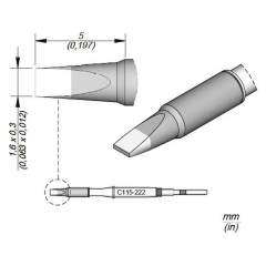 JBC C115222. Chisel-shaped soldering tip, 1.6x0.3 mm, C115222