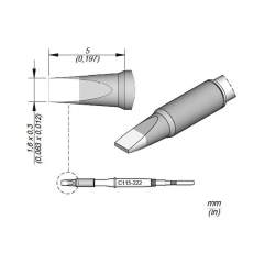 JBC C115222. Lötspitze meißelförmig, 1,6x0,3 mm, C115222
