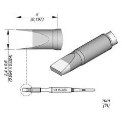 JBC C115223. Chisel-shaped soldering tip, 2.4x0.6 mm, C115223