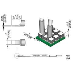 JBC C120013. Soldering tip blade-shaped, 2x0.35 mm, C120013